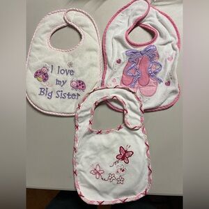 Pink and White Baby Bib Set